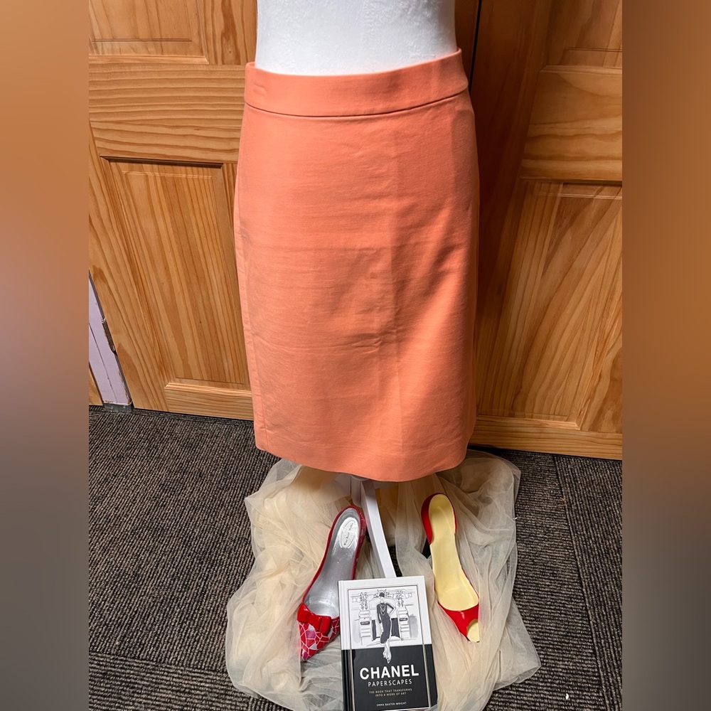 J. Crew Orange Midi Pencil Skirt for Work